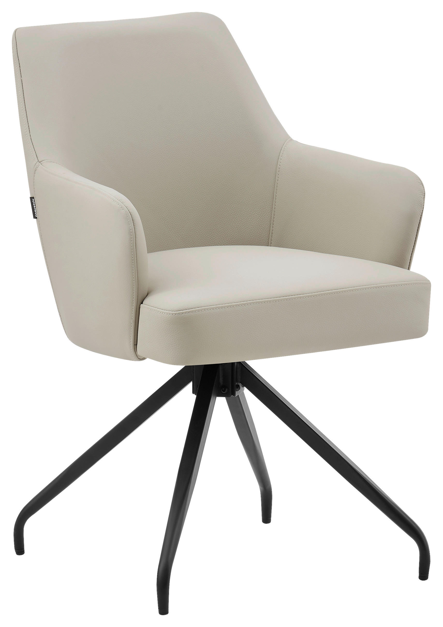 STOLICA S NASLONOM ZA RUKE  crna, bež  drvo, metal, koža      - bež/crna, Moderno, koža/drvo (57,5/83,5/63cm) - Livetastic