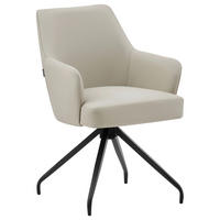 STOLICA S NASLONOM ZA RUKE  crna, bež  drvo, metal, koža      - bež/crna, Moderno, koža/drvo (57,5/83,5/63cm) - Livetastic