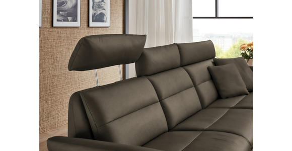 ECKSOFA in Echtleder Graubraun 300/157 cm - Graubraun/Schwarz, Design, Leder/Metall (300/157cm) - Dieter Knoll