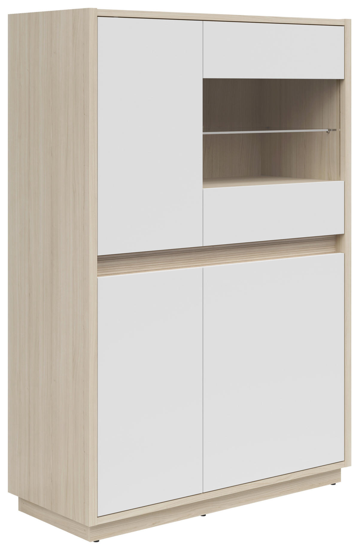 VITRINE  in Weiß, Eichefarben - Eichefarben/Schwarz, KONVENTIONELL, Glas/Holzwerkstoff (95/141,5/42cm) - Hom`in