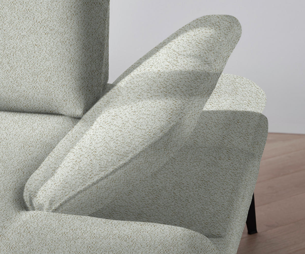 ECKSOFA in Webstoff Creme  - Creme/Schwarz, Design, Textil/Metall (180/289cm) - Stylife