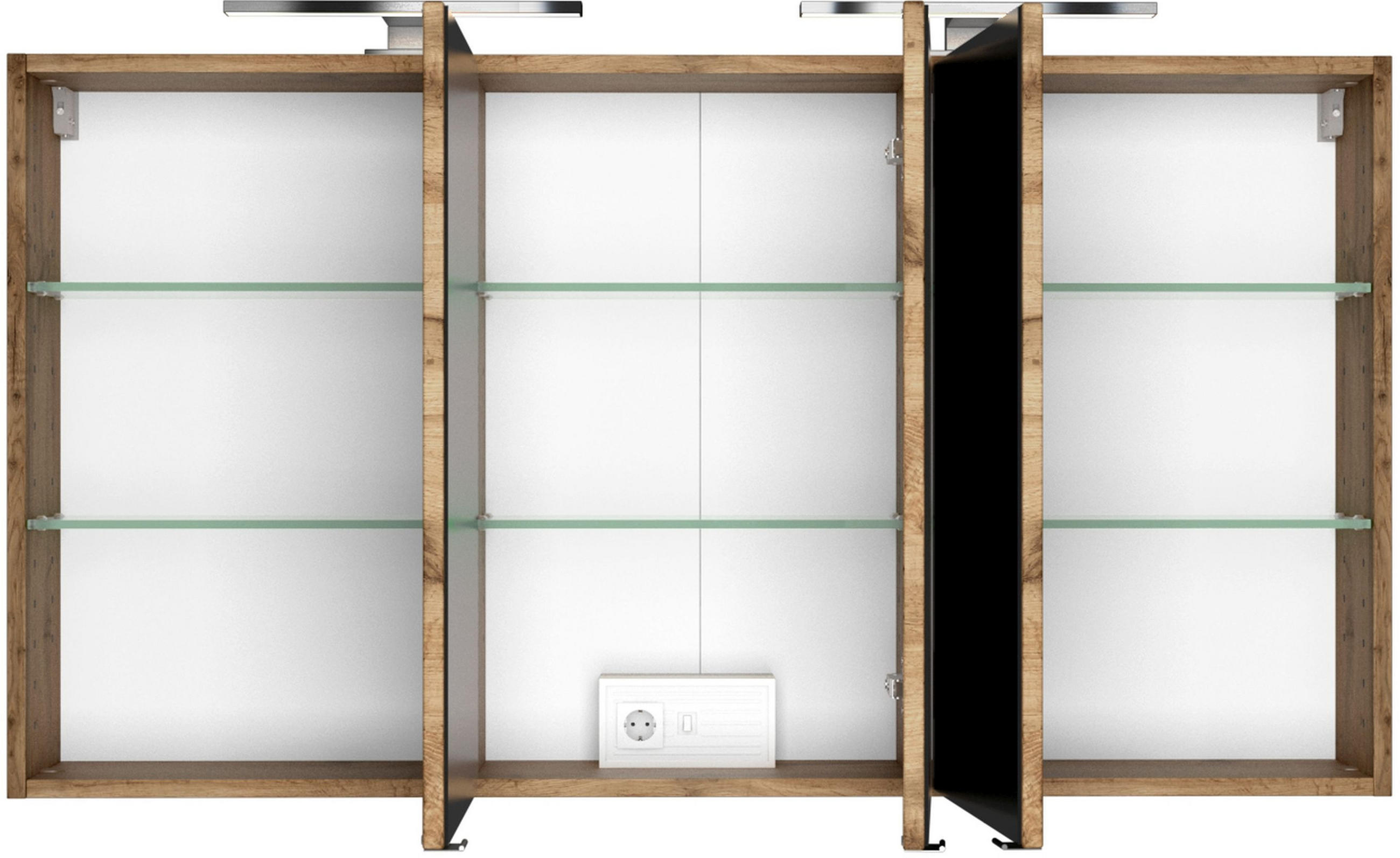 SPIEGELSCHRANK 120/66/20 cm  - Chromfarben/Eiche Wotan, Natur, Glas/Holzwerkstoff (120/66/20cm) - Held