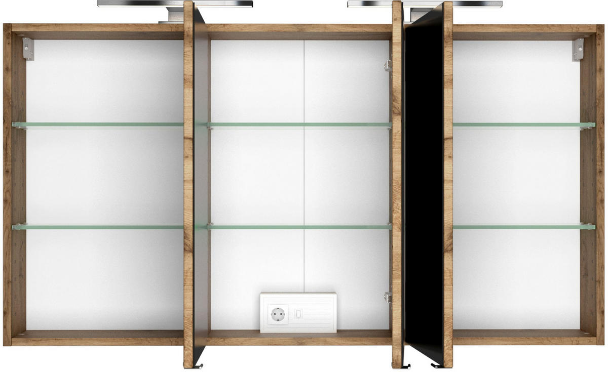 SPIEGELSCHRANK 120/66/20 cm  - Chromfarben/Eiche Wotan, Natur, Glas/Holzwerkstoff (120/66/20cm) - Held