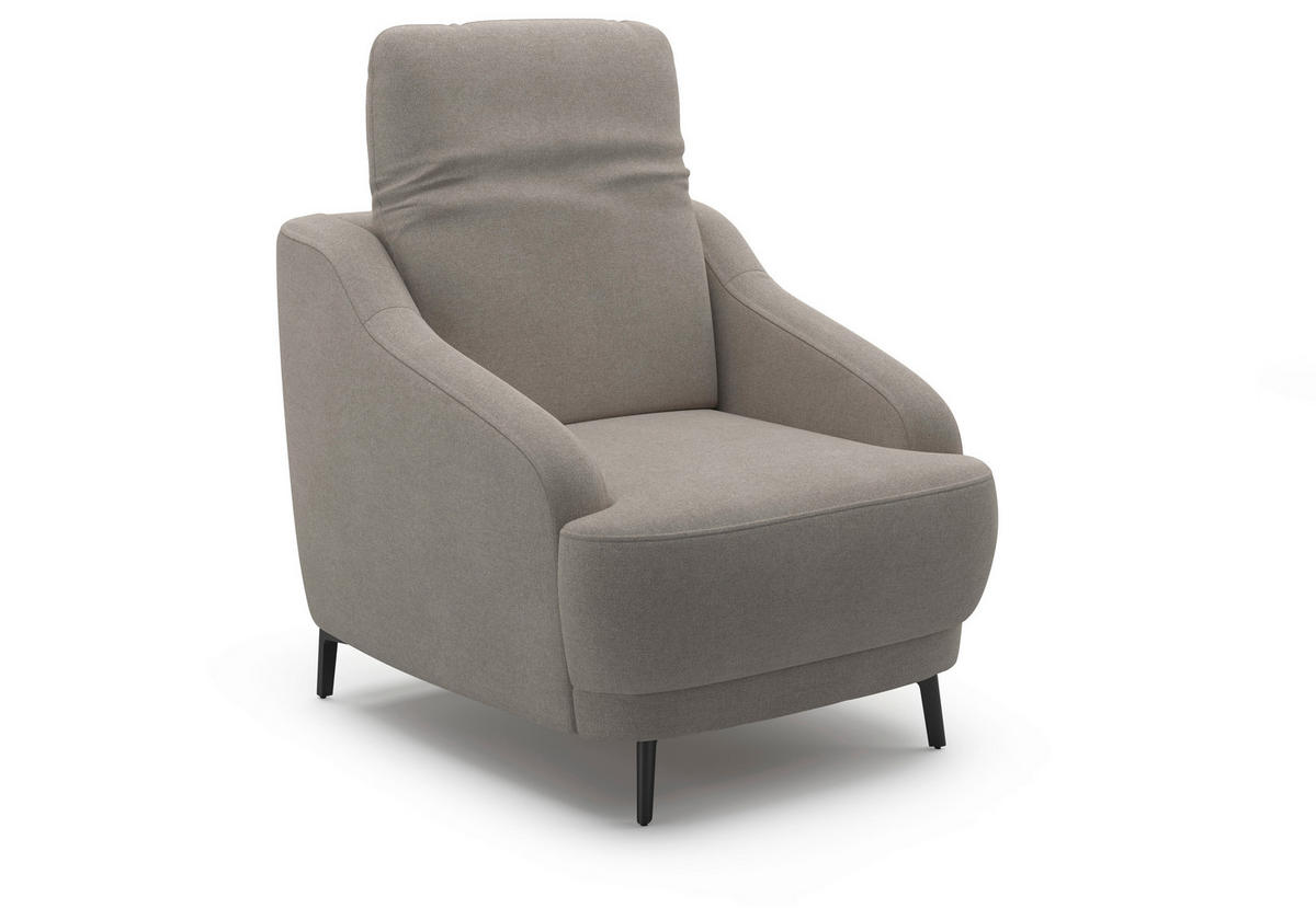 SESSEL in Mikrofaser Haselnussfarben  - Schwarz/Haselnussfarben, MODERN, Textil/Metall (87/93/104cm) - Sit & More