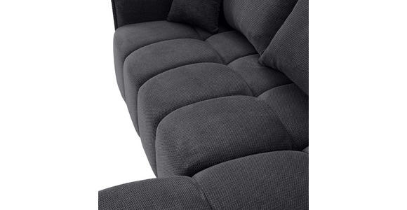 ECKSOFA Anthrazit Plüsch Zierkissen, Rückenkissen, Bettkasten, Schlaffunktion, Rücken echt, Liegefläche im Originalstoff  - Anthrazit/Schwarz, KONVENTIONELL, Kunststoff/Textil (253/192cm) - Carryhome