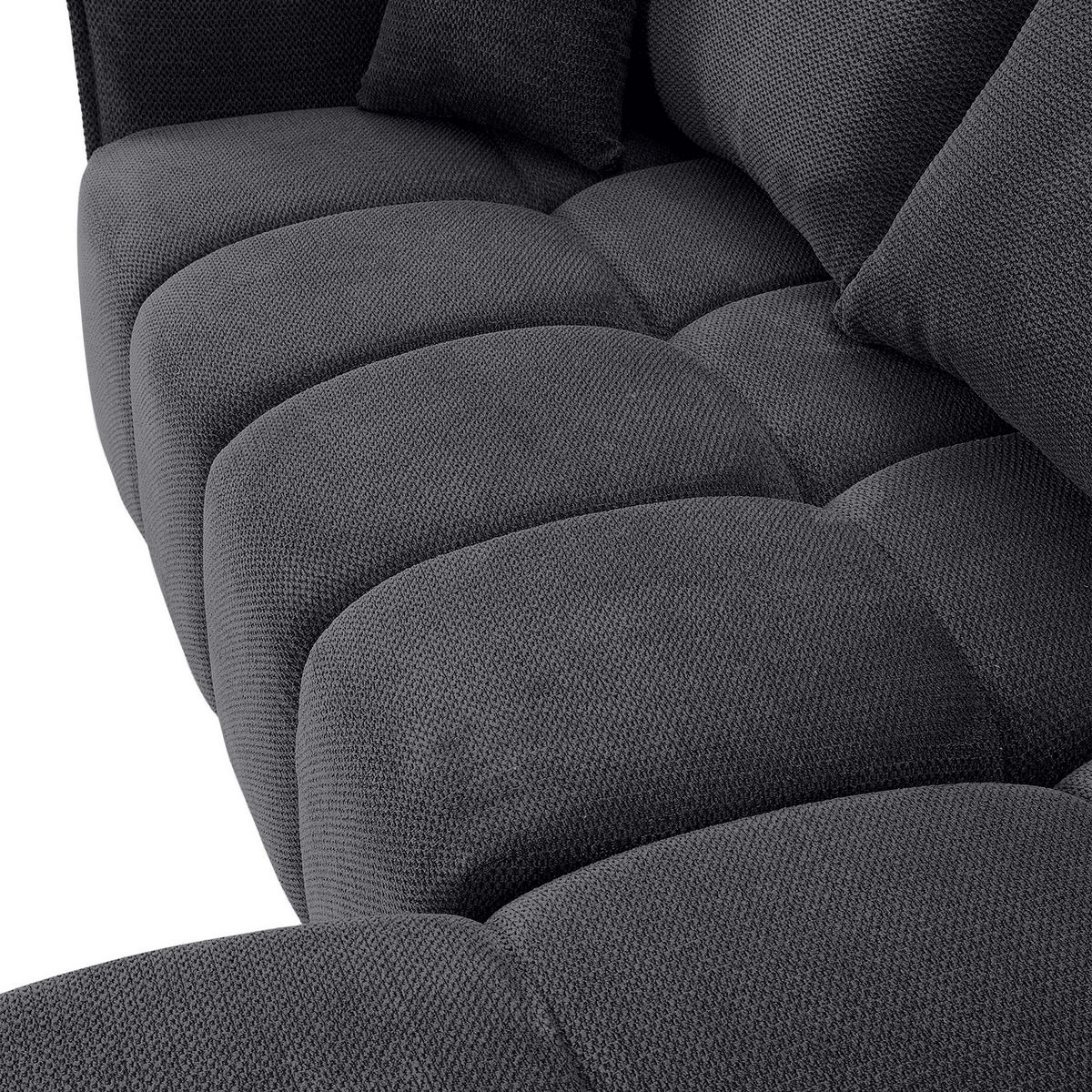 ECKSOFA Anthrazit Plüsch Zierkissen, Rückenkissen, Bettkasten, Schlaffunktion, Rücken echt, Liegefläche im Originalstoff  - Anthrazit/Schwarz, KONVENTIONELL, Kunststoff/Textil (253/192cm) - Carryhome