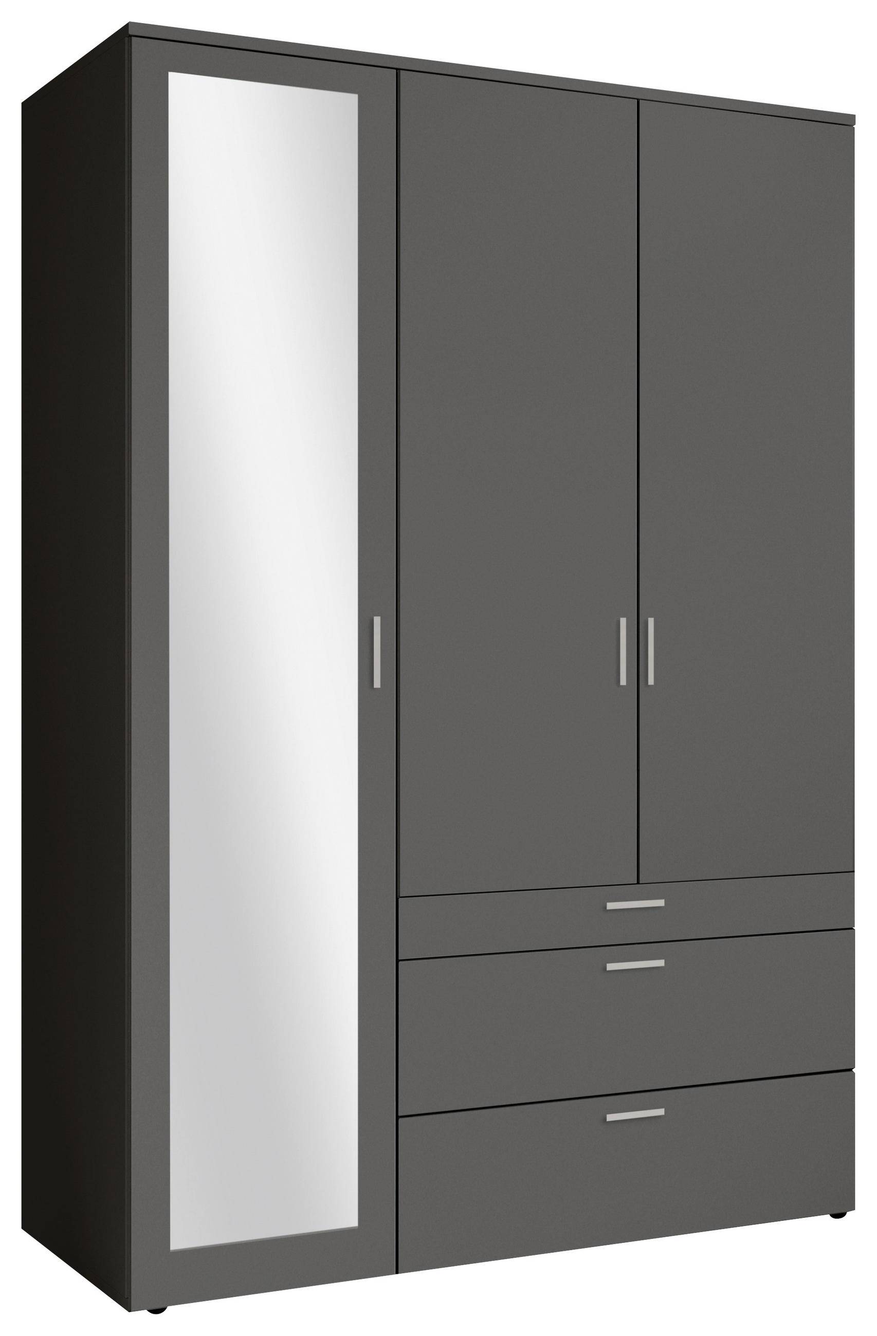 DREHTÜRENSCHRANK 135/195/56 cm 3-türig Graphitfarben  - Graphitfarben/Alufarben, MODERN, Glas/Holzwerkstoff (135/195/56cm) - Livetastic