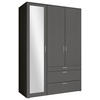 DREHTÜRENSCHRANK in Graphitfarben  - Alufarben/Graphitfarben, Modern, Glas/Holzwerkstoff (135/195/56cm) - Livetastic