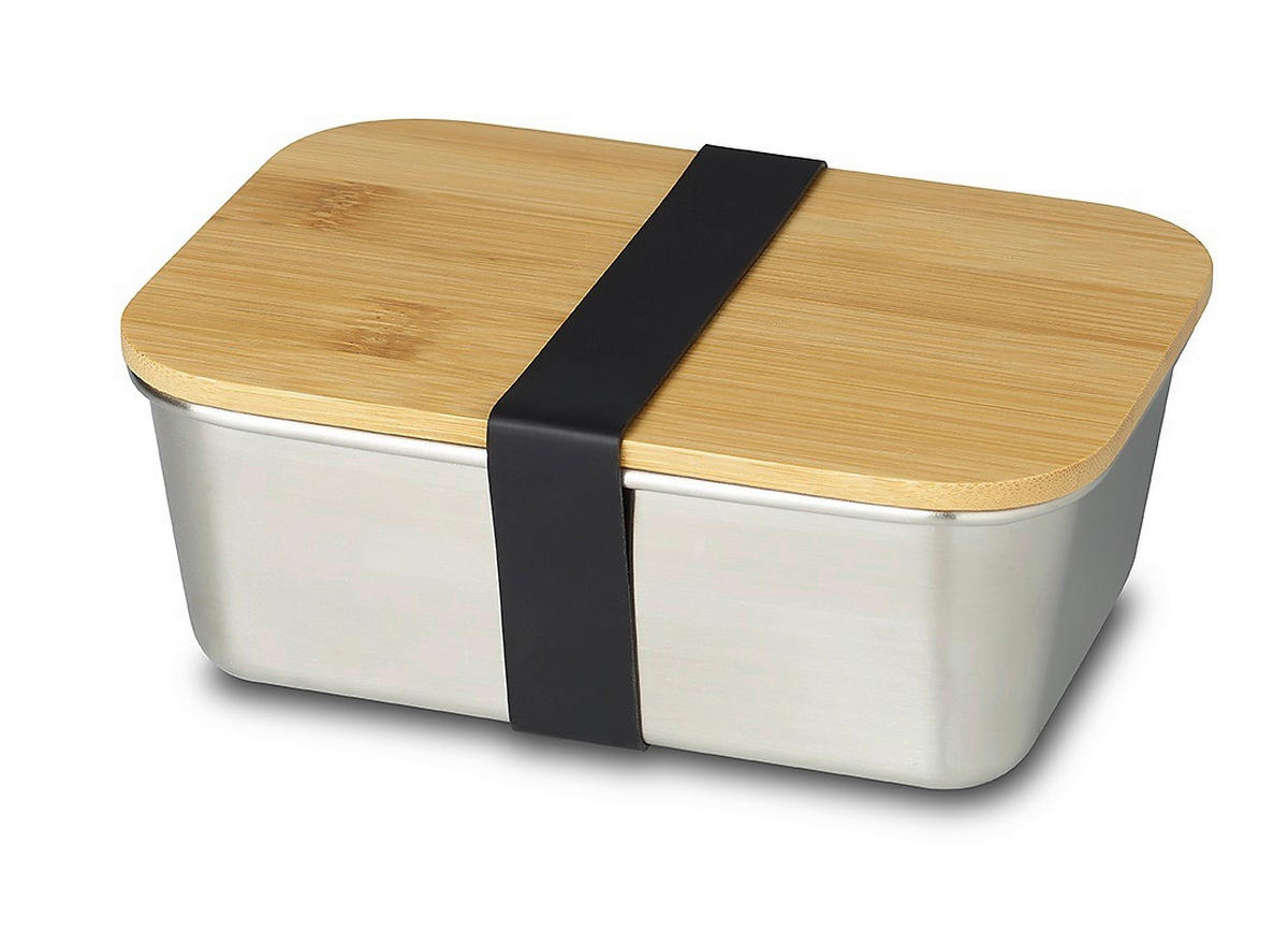 LUNCHBOX - silver, Basics, metall/trä (20/15/7,5cm) - Echtwerk