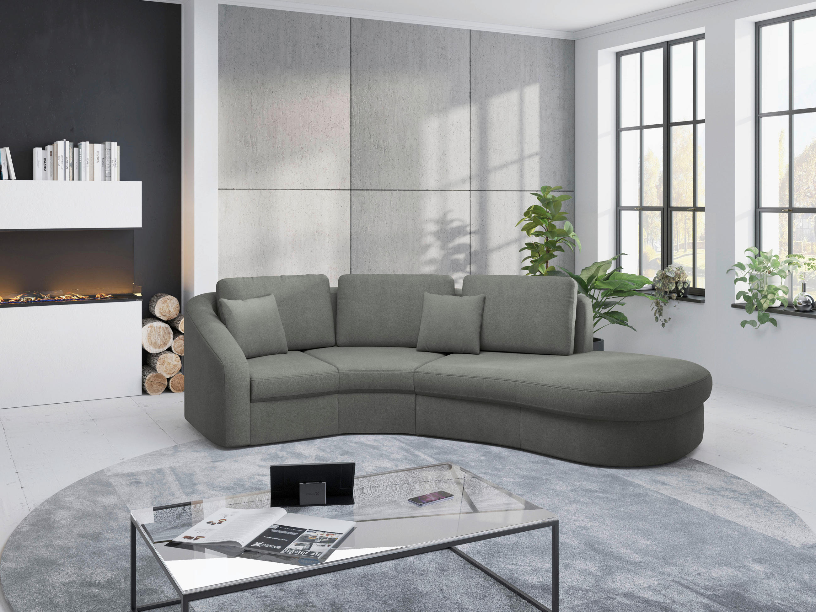 ECKSOFA in Mikrofaser Schlammfarben  266/230 cm  - Schlammfarben/Schwarz, MODERN, Kunststoff/Textil (266/230cm) - Sit & More