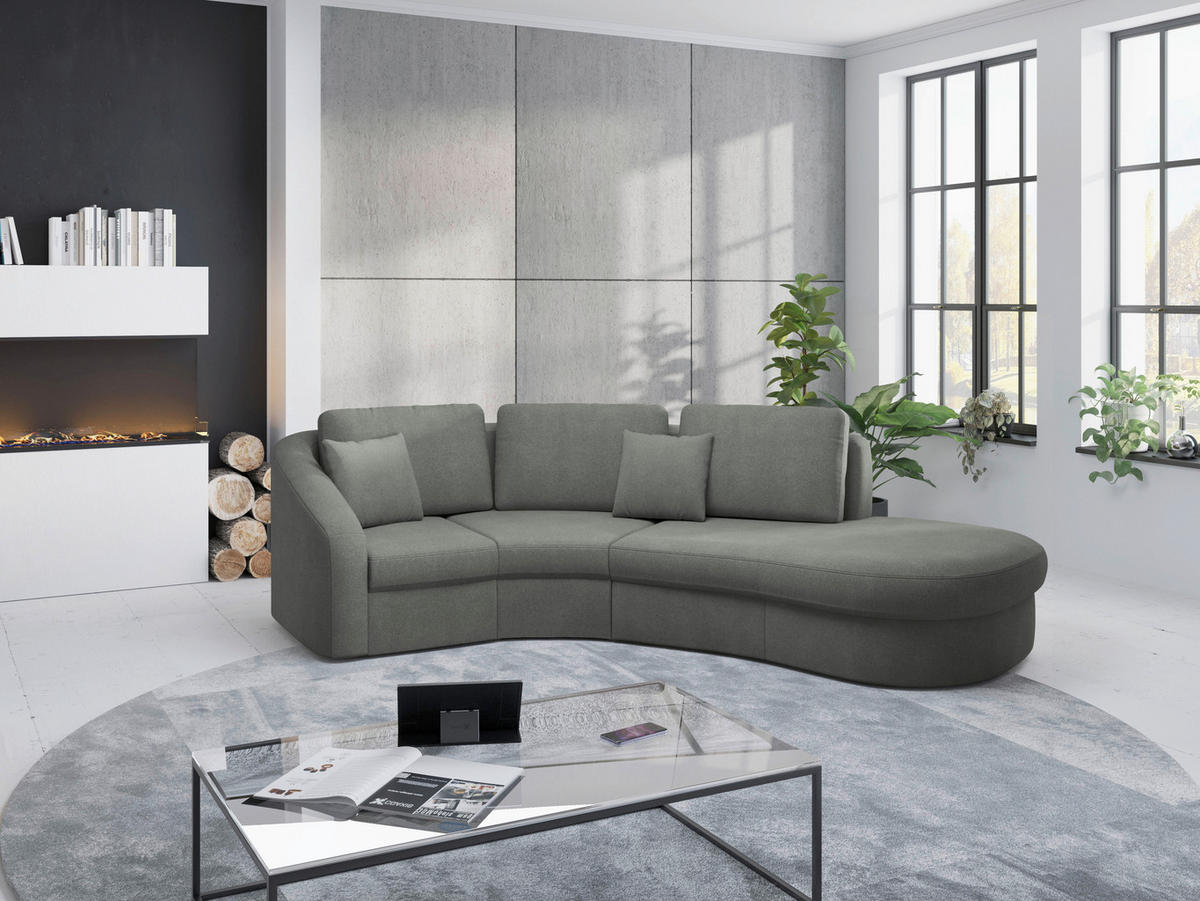 ECKSOFA in Mikrofaser Schlammfarben  - Schlammfarben/Schwarz, Modern, Kunststoff/Textil (266/230cm) - Sit & More