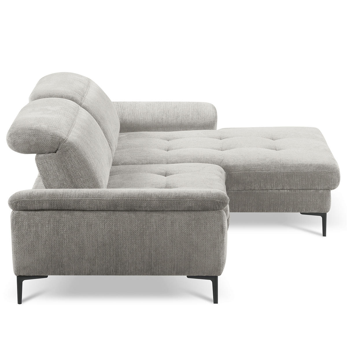 ECKSOFA  Webstoff Grau  - Schwarz/Grau, Design, Textil/Metall (268/195cm) - Livetastic