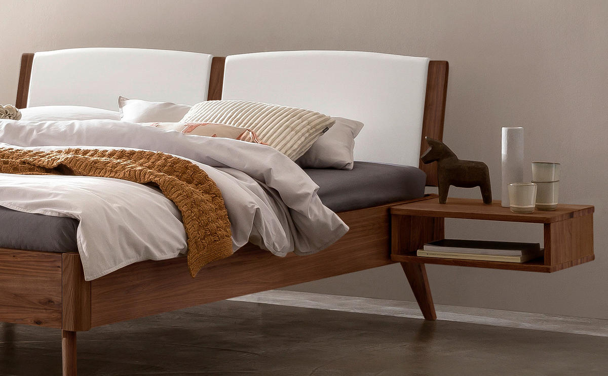 BETT 180/200 cm  in Weiß, Nussbaumfarben  - Nussbaumfarben/Weiß, Design, Holz (180/200cm) - Hasena