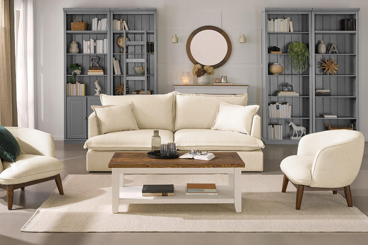 REGAL Kiefer massiv Grau  - Grau, Design, Holz (74/223/37cm) - Livetastic