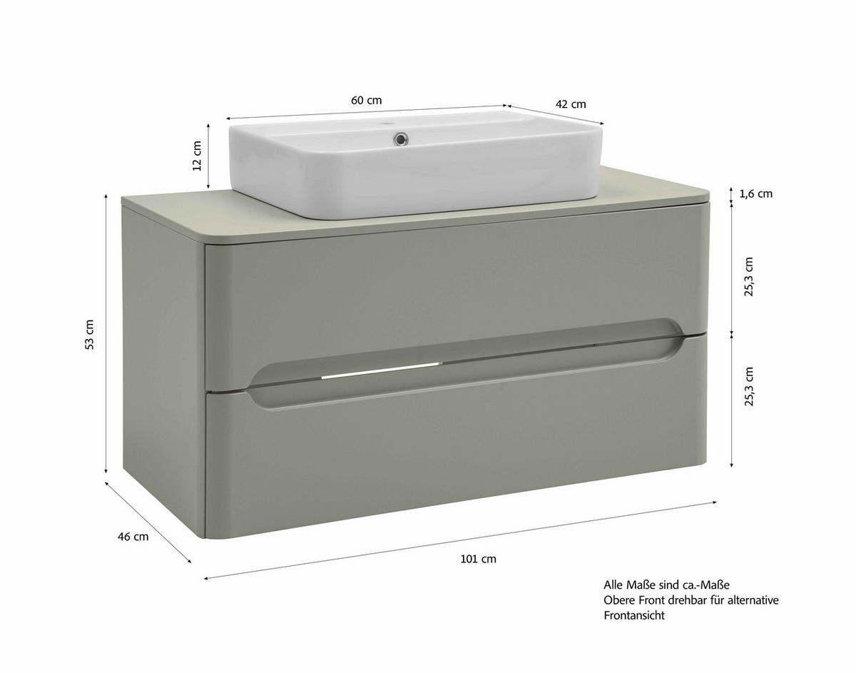 WASCHTISCHKOMBI 101 cm  - Schilfgrün/Weiß, KONVENTIONELL, Keramik/Holzwerkstoff (101cm) - Xora