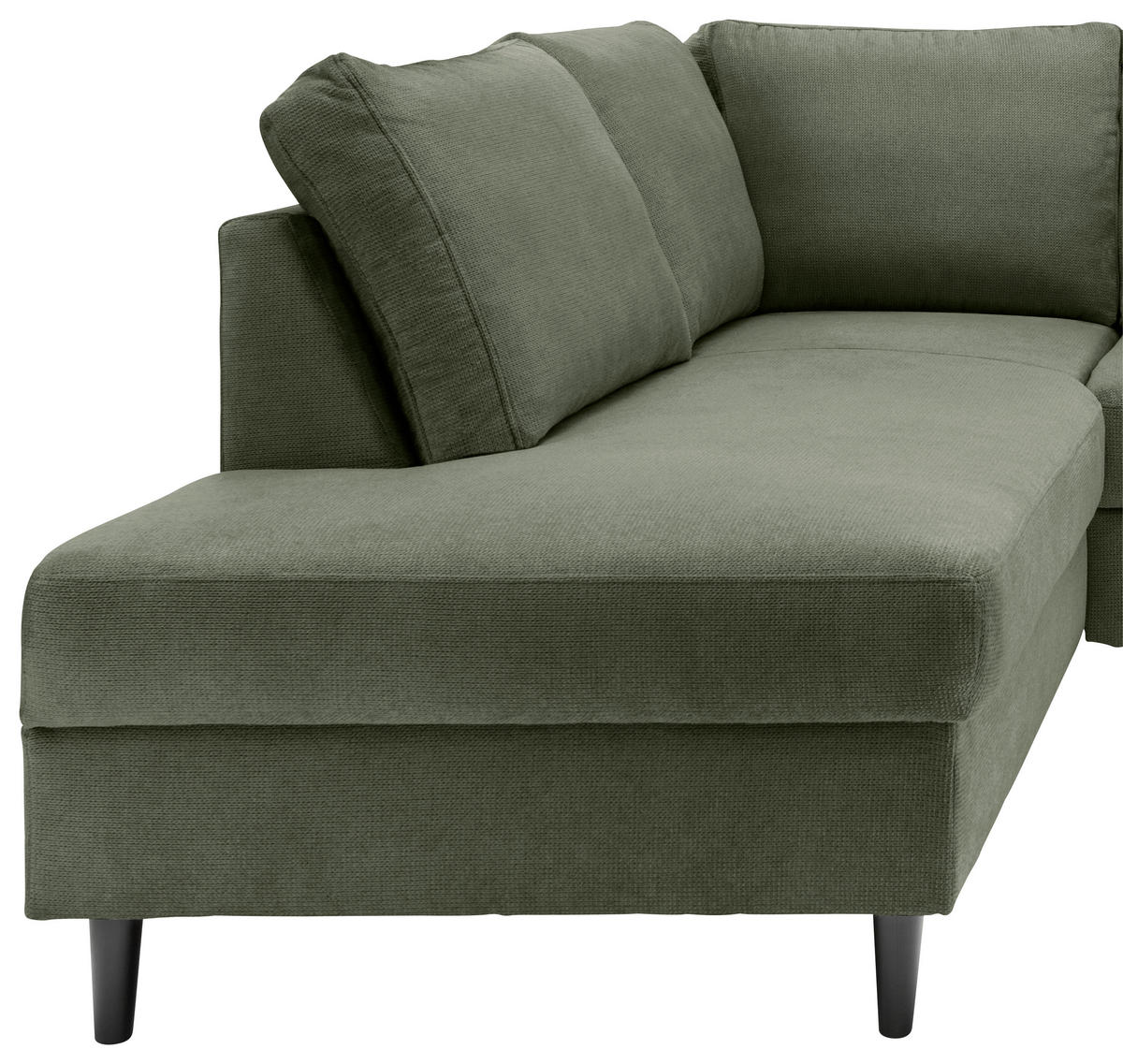 ECKSCHLAFSOFA Dunkelgrün Chenille  - Dunkelgrün/Schwarz, MODERN, Holz/Textil (200/242cm) - Livetastic
