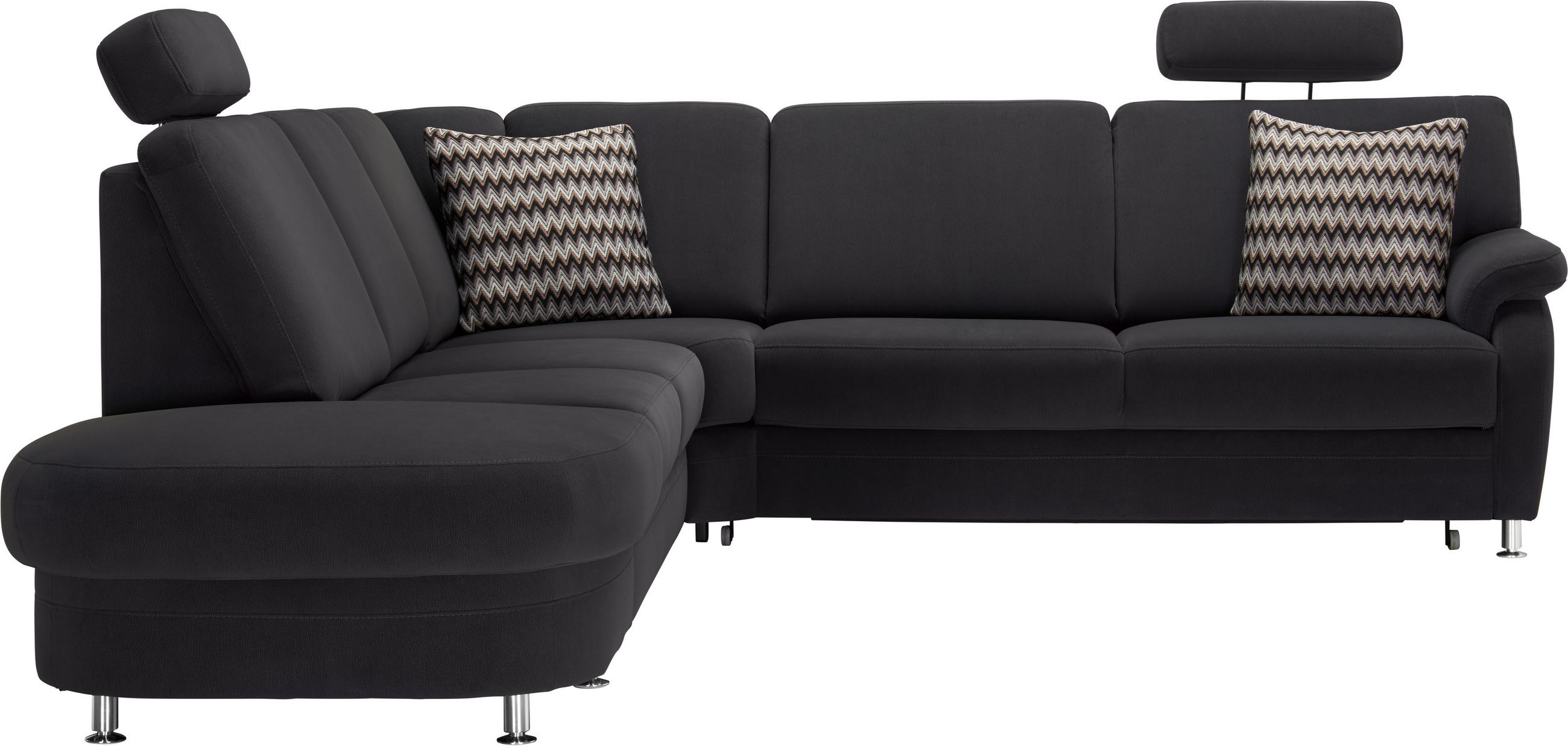 ECKSOFA in Flachgewebe Anthrazit  - Anthrazit/Alufarben, Konventionell, Textil/Metall (289/269cm) - Beldomo System
