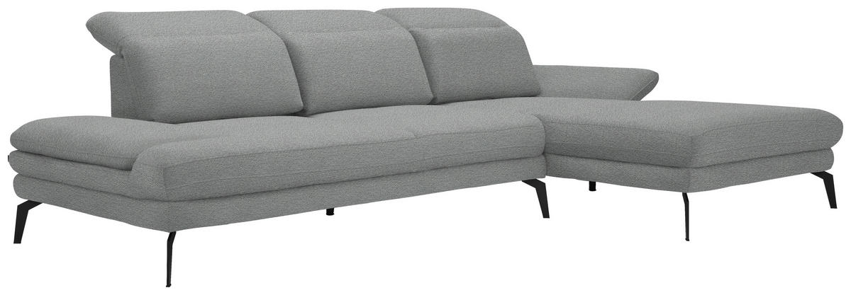 ECKSOFA in Webstoff Hellgrau  - Hellgrau/Schwarz, Design, Textil/Metall (289/180cm) - Stylife