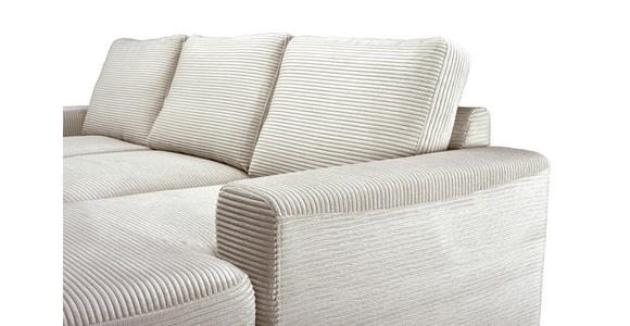 ECKSOFA Naturfarben Cord Rückenkissen, Bettkasten, Schlaffunktion, Rücken echt, Liegefläche im Originalstoff  - Schwarz/Naturfarben, KONVENTIONELL, Textil/Metall (240/150cm) - Carryhome