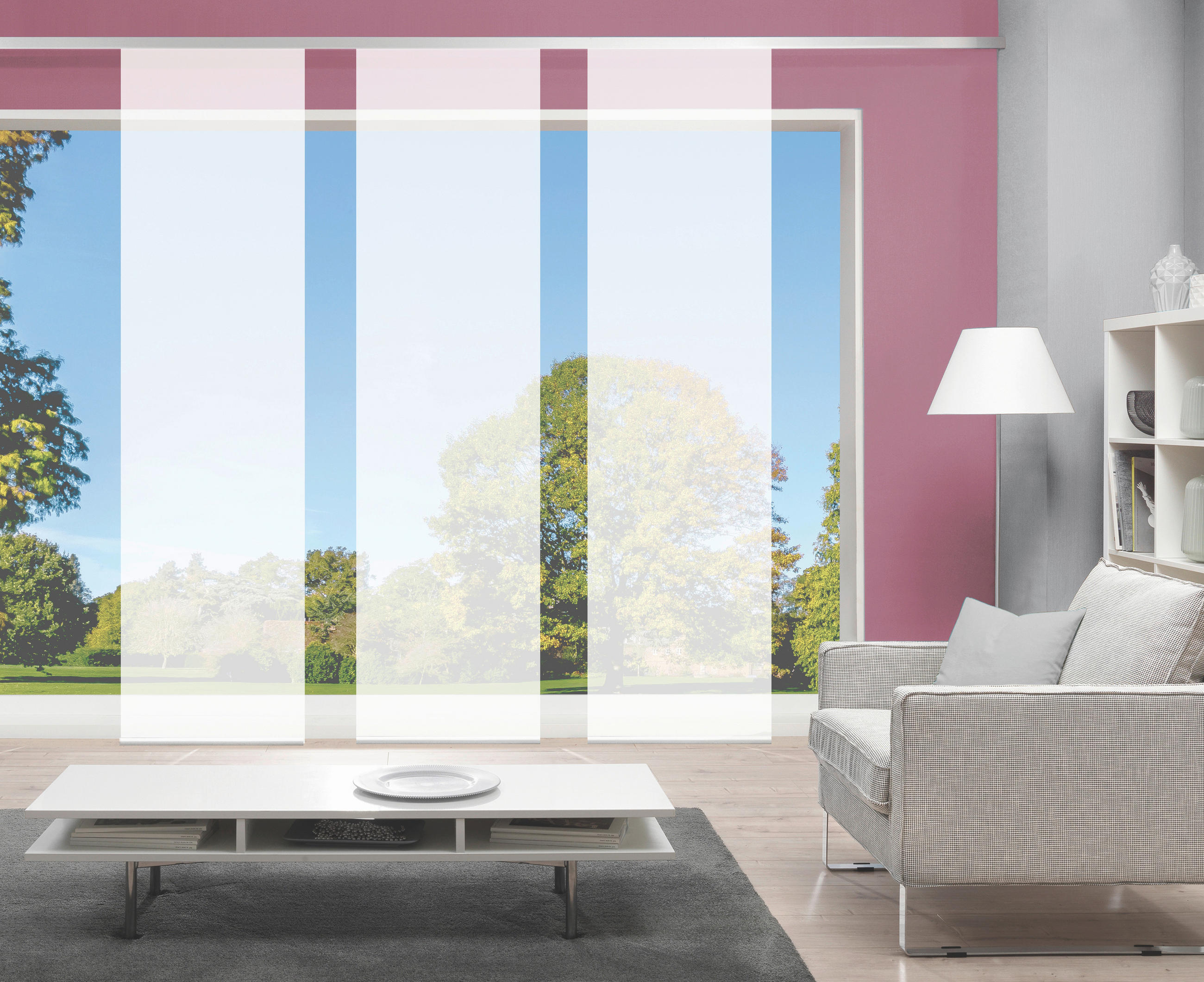 FLÄCHENVORHANG ROM, 3-TLG.  3 Stück    60/245 cm  - Weiß, Basics, Textil (60/245cm)