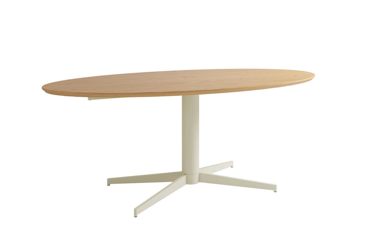 ESSTISCH 200/100/76 cm Echtholz  Metall, Holzwerkstoff in verschiedenen Größen erhältlich oval Eichefarben  - Eichefarben/Schwarz, MODERN, Holzwerkstoff/Metall (200/100/76cm) - Schöner Wohnen
