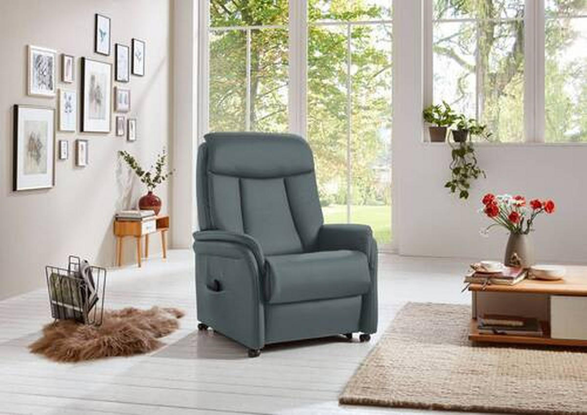 FERNSEHSESSEL in Blau, Grau  - Blau/Grau, Konventionell, Leder/Kunststoff (80/107/84cm) - Valdera