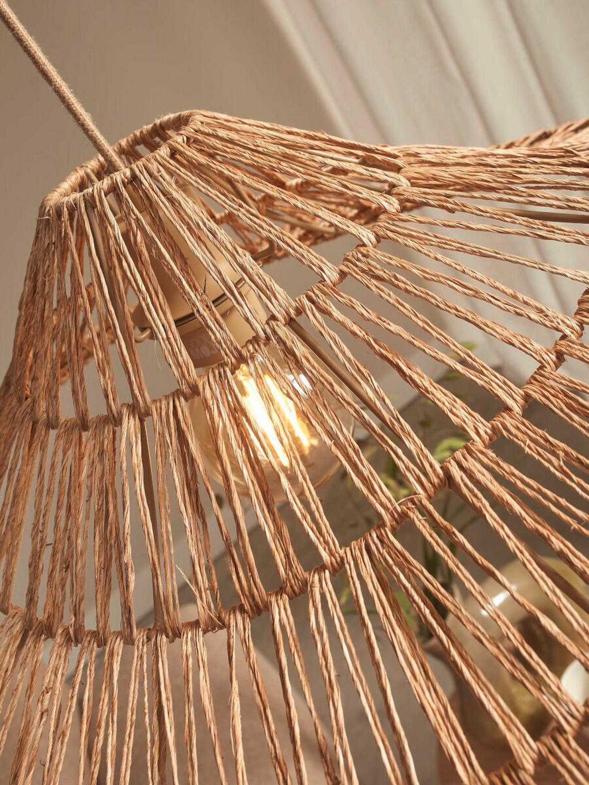HÄNGELEUCHTE 65/20 cm   - Schwarz/Naturfarben, Basics, Textil (65/20cm) - Good & Mojo