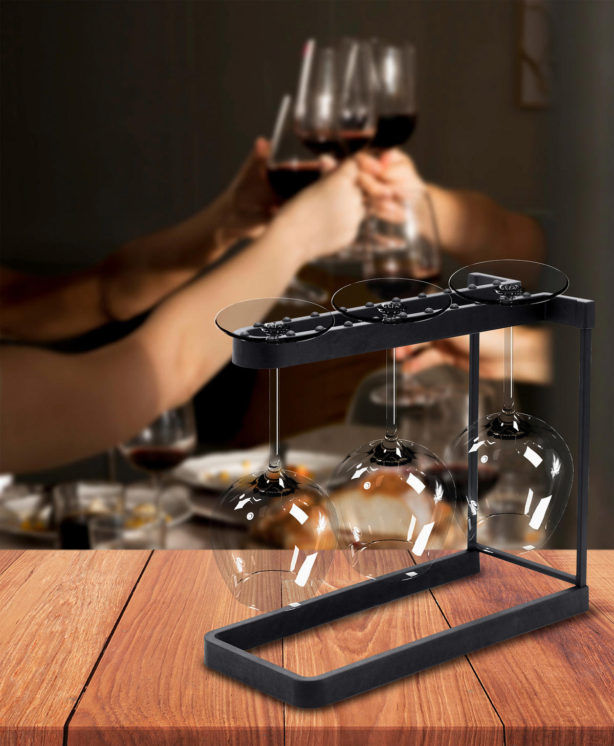 WEINGLASHALTER - Schwarz, Basics, Naturmaterialien/Metall (28/24/13cm) - HAPPY SINKS