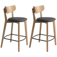 BARHOCKER-SET in Schwarz, Eichefarben  - Eichefarben/Schwarz, Design, Holz/Textil (47/93/50cm) - Linea Natura