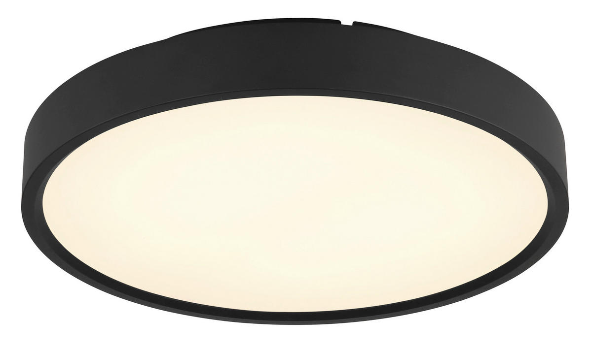 LED-DECKENLEUCHTE Jess 39/7,7 cm  - Opal/Schwarz, Design, Kunststoff/Metall (39/7,7cm) - Globo
