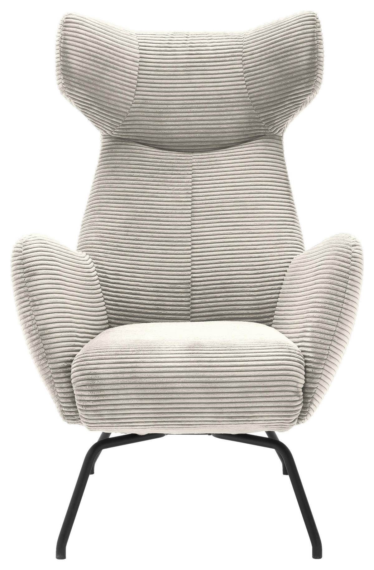 OHRENSESSEL in Cord Naturfarben  - Schwarz/Naturfarben, Design, Textil/Metall (79/117/82cm) - Lomoco