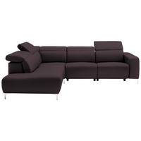 ECKSOFA in Echtleder Braun  - Chromfarben/Braun, Design, Leder/Metall (223/290cm) - Pure Home Lifestyle