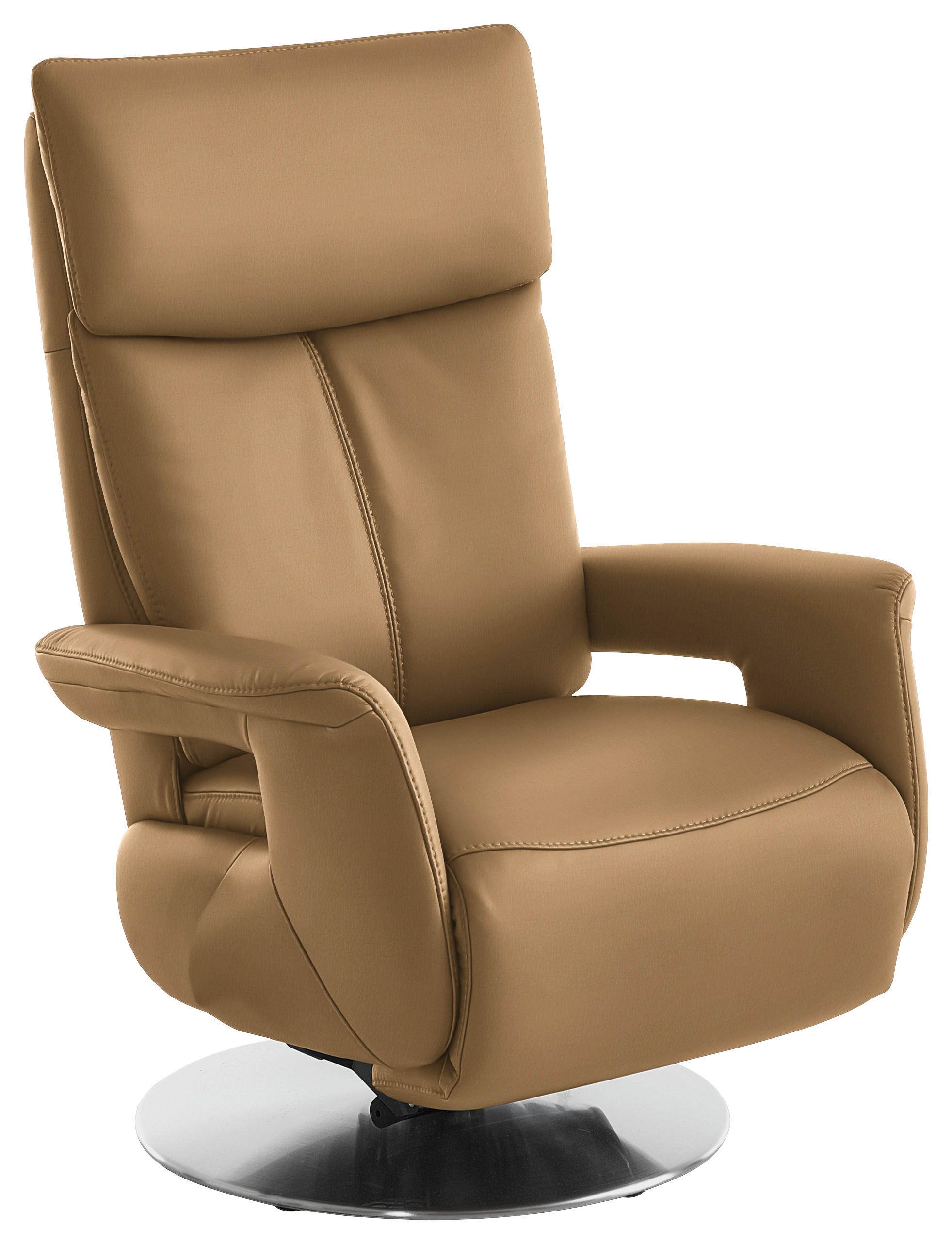 RELAXSESSEL in Leder Honig  - Edelstahlfarben/Honig, Design, Leder/Metall (78/112/85cm) - Cantus