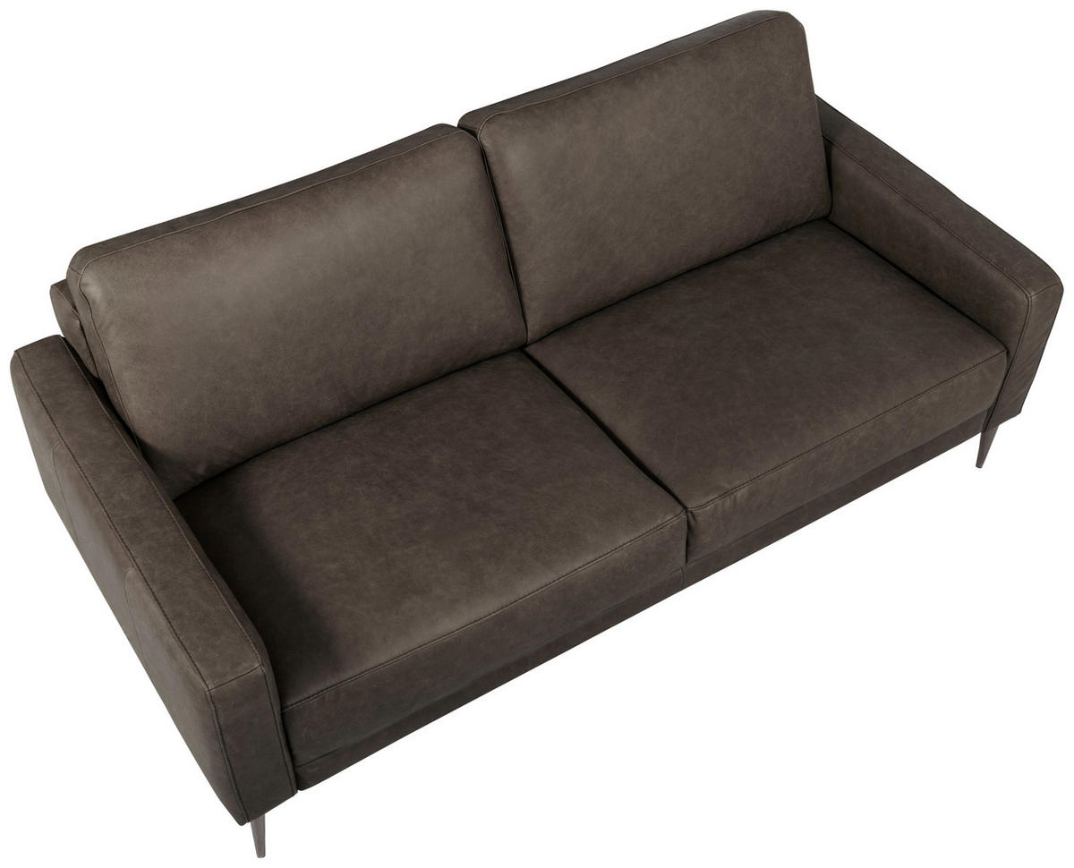 2-SITZER-SOFA SPRING Fango Echtleder  - Fango/Schwarzchrom, Design, Leder/Metall (157/85/92cm) - Livetastic