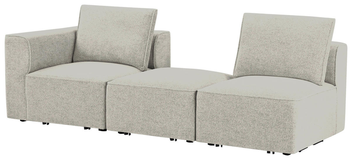 SOFA Fleece Beige  - Beige/Schwarz, Design, Holz/Kunststoff (230,5/65/90cm) - Livetastic