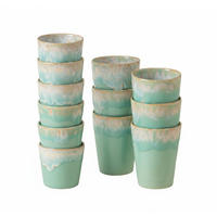 TASSENSET GRESPRESSO 12-teilig  - Türkis/Weiß Hochglanz, Basics, Keramik - Costa Nova