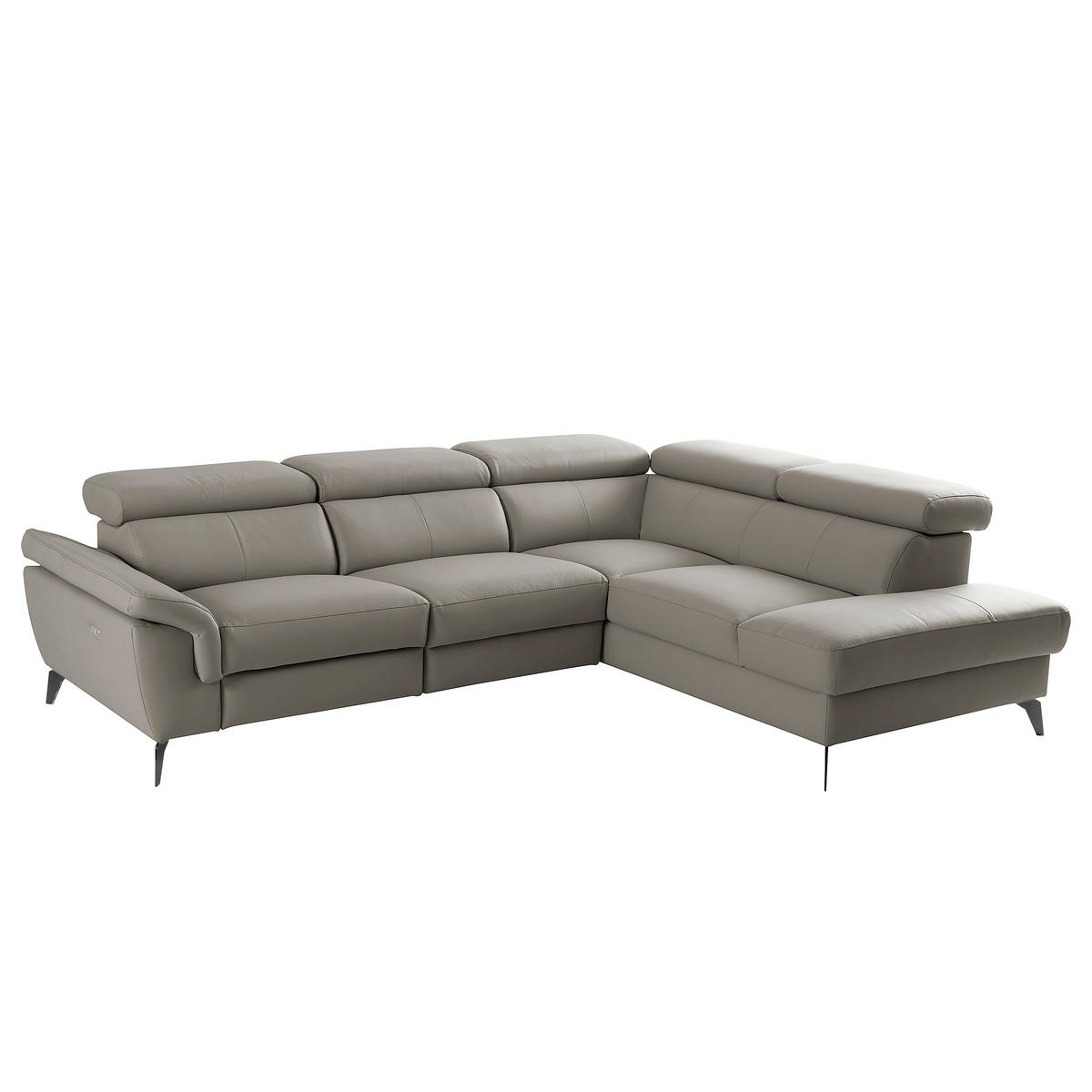 ECKSOFA SONO in Lederlook Echtleder Schlammfarben Armteilverstellung, Kopfteilverstellung  265/210 cm  - Schlammfarben/Schwarz, Design, Leder/Textil (265/210cm) - Livetastic