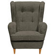 OHRENSESSEL Webstoff Olivgrün, Eiche Wotan  - Eiche Wotan/Olivgrün, Basics, Holz/Textil (78/102/98cm) - Carryhome