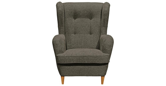OHRENSESSEL Webstoff Olivgrün, Eiche Wotan  - Eiche Wotan/Olivgrün, Basics, Holz/Textil (78/102/98cm) - Carryhome