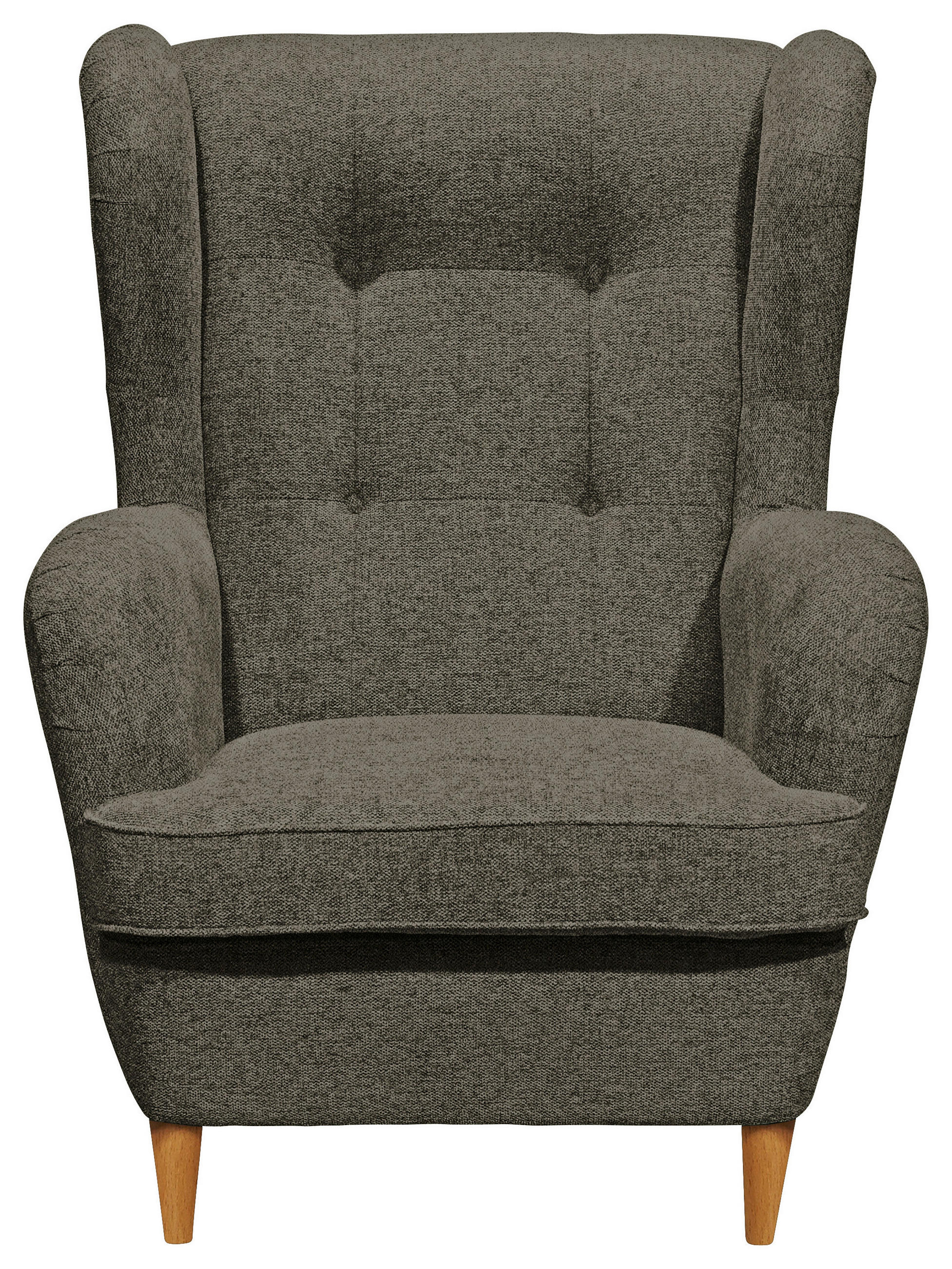 OHRENSESSEL Webstoff Olivgrün, Eiche Wotan  - Eiche Wotan/Olivgrün, Basics, Holz/Textil (78/102/98cm) - Carryhome