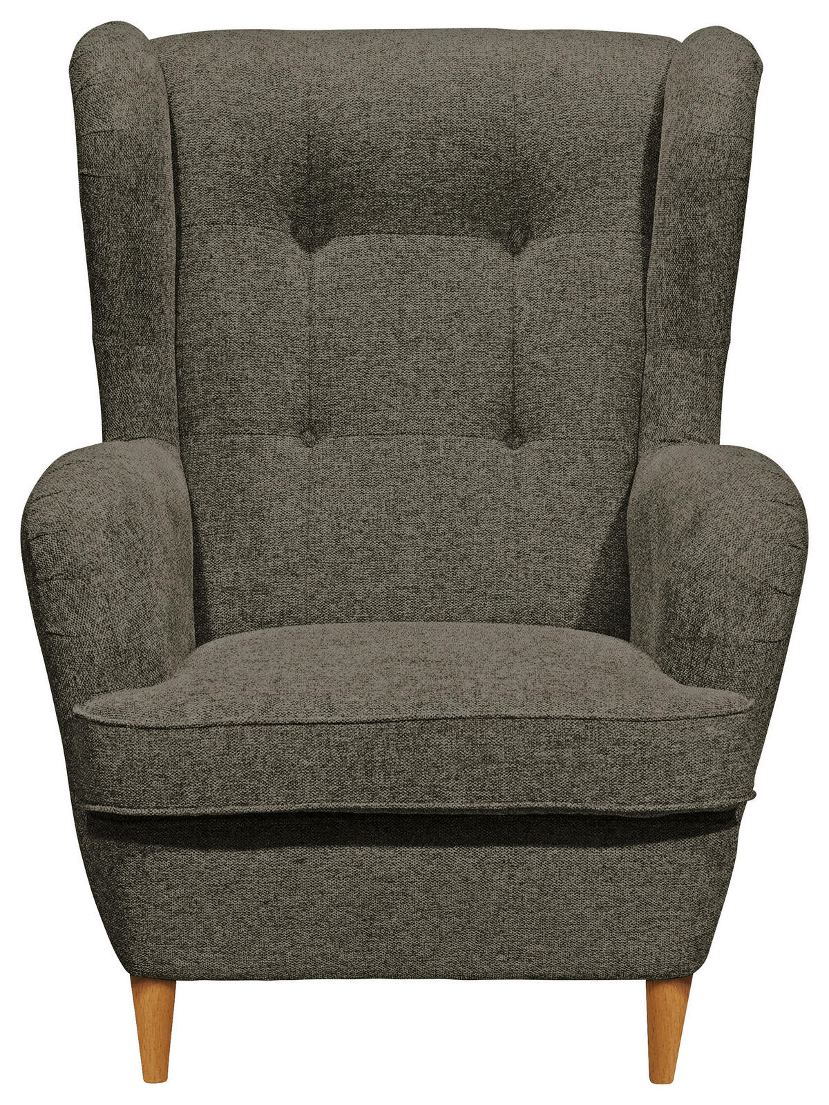 OHRENSESSEL in Webstoff Olivgrün, Eiche Wotan  - Eiche Wotan/Olivgrün, Basics, Holz/Textil (78/102/98cm) - Carryhome