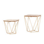 BEISTELLTISCHSET 42/50/35/40/35/40 cm Mangoholz massiv Naturfarben, Goldfarben quadratisch  - Goldfarben/Naturfarben, Design, Holz/Metall (42/50/35/40/35/40cm) - Landscape