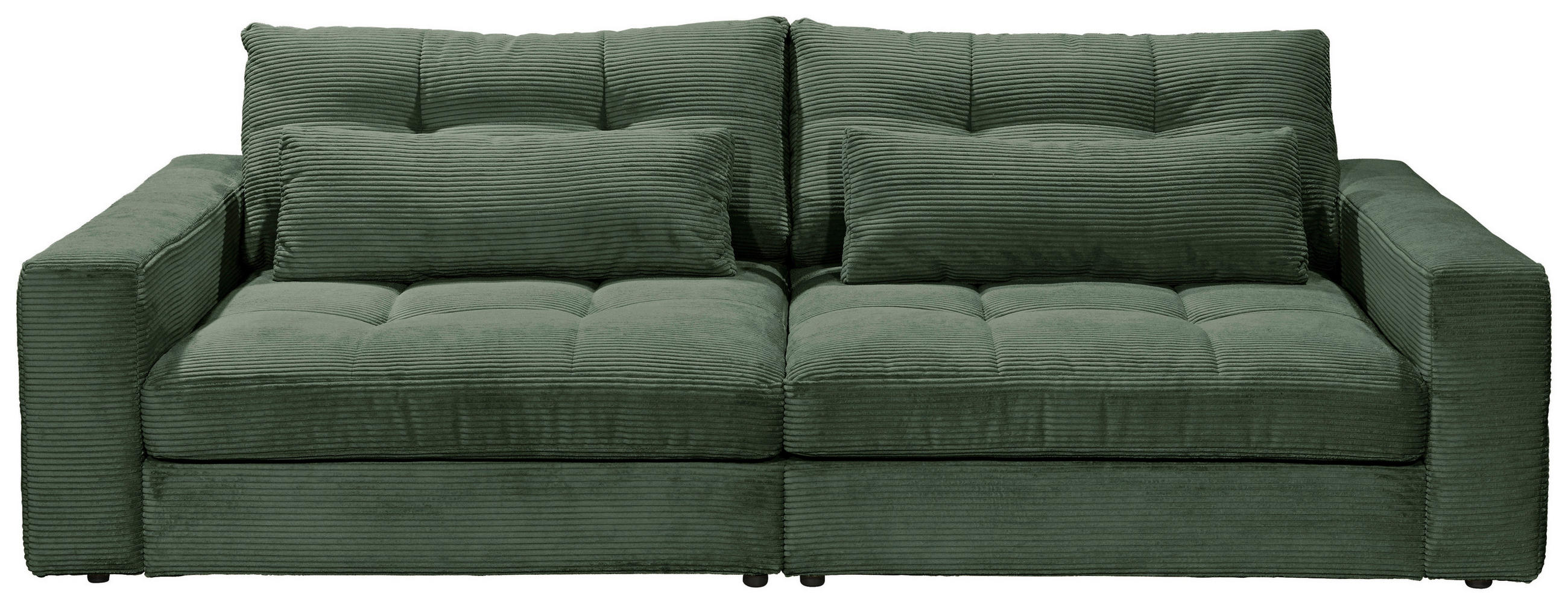 BIGSOFA JASPER Cord Dunkelgrün  - Dunkelgrün/Schwarz, Basics, Kunststoff/Textil (265/94/122cm) - Livetastic