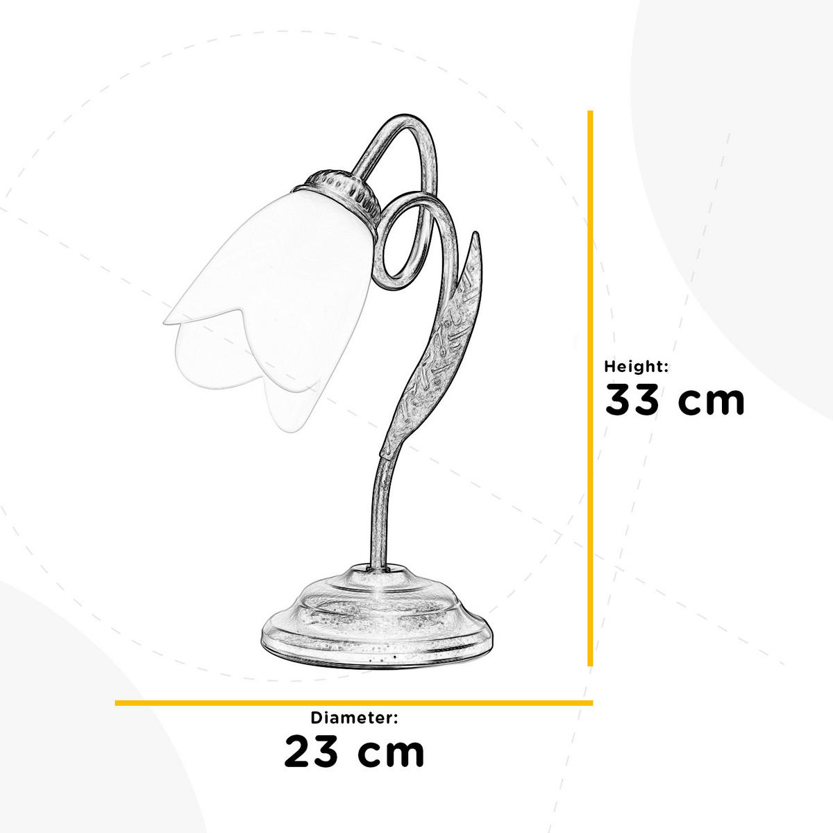 TISCHLEUCHTE 23/33 cm   - Bronzefarben, KONVENTIONELL, Glas/Metall (23/33cm)