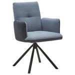 ARMLEHNSTUHL  Lederauswahl, Stoffauswahl, Typenauswahl Flachgewebe  - Blau/Schwarz, Design, Textil/Metall (62/87/59cm) - Dieter Knoll