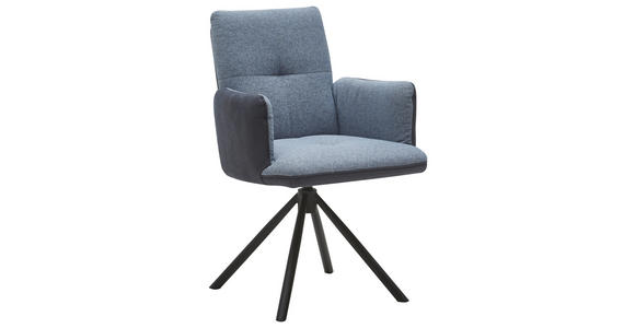 ARMLEHNSTUHL  Lederauswahl, Stoffauswahl, Typenauswahl Flachgewebe  - Blau/Schwarz, Design, Textil/Metall (62/87/59cm) - Dieter Knoll