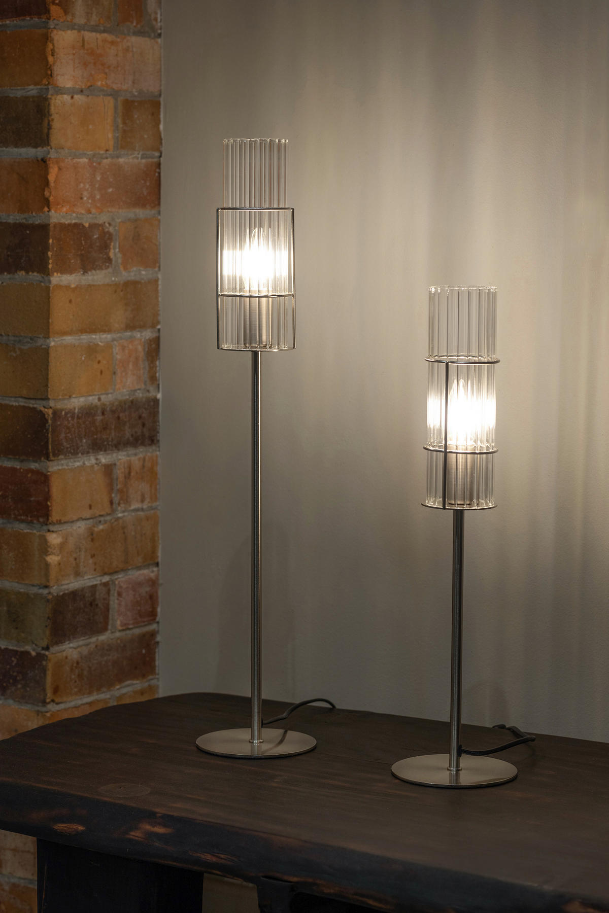 TISCHLEUCHTE TUBO 13/50 cm   - Transparent/Silberfarben, Basics, Glas/Metall (13/50cm) - Markslöjd