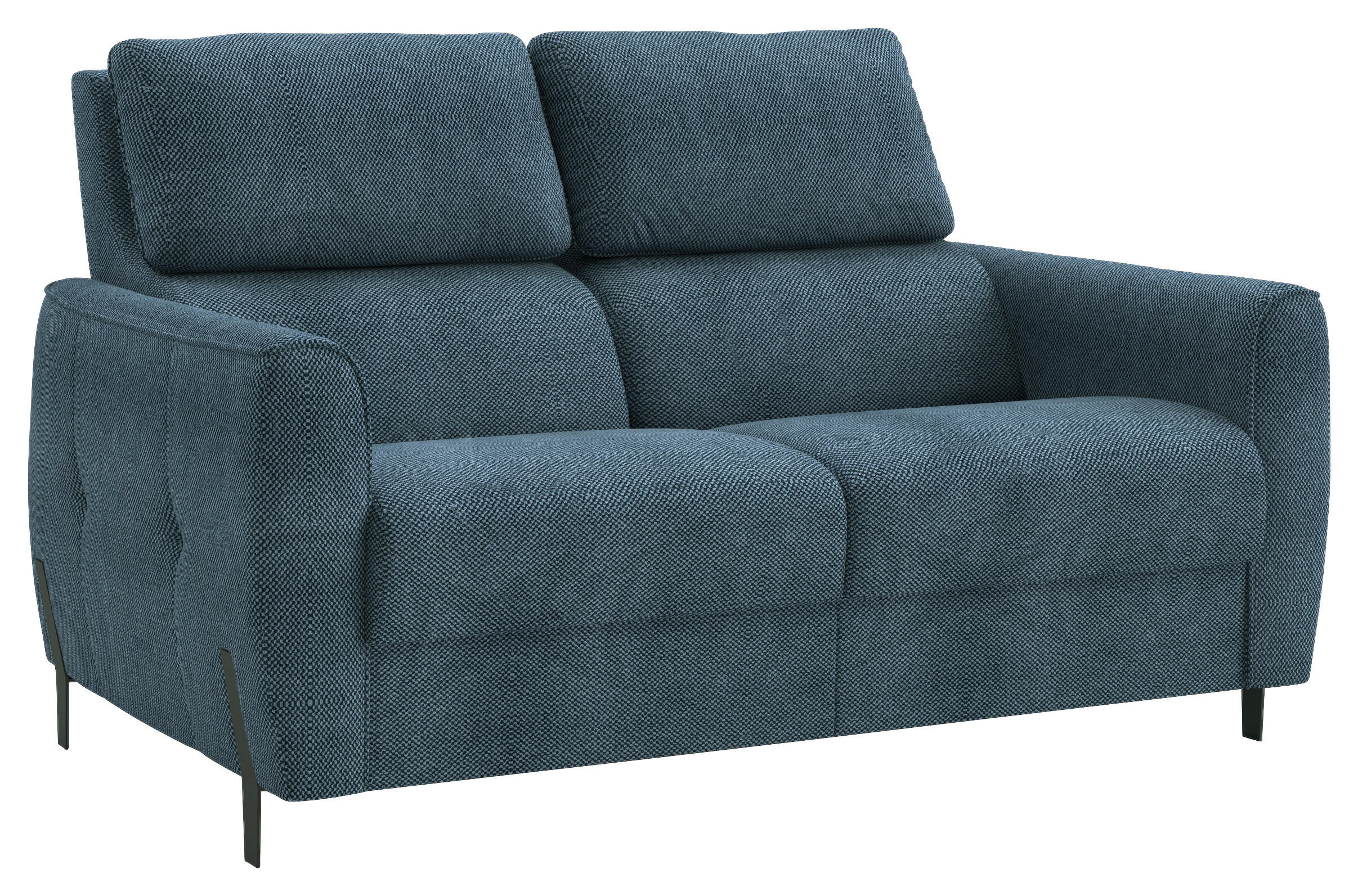2-SITZER-SOFA  in Plüsch Dunkelblau  - Schwarz/Dunkelblau, Design, Textil/Metall (149/91/101cm) - Stylife