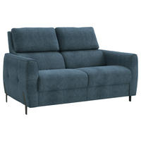 2-SITZER-SOFA Plüsch Dunkelblau  - Schwarz/Dunkelblau, Design, Textil/Metall (149/91/101cm) - Stylife