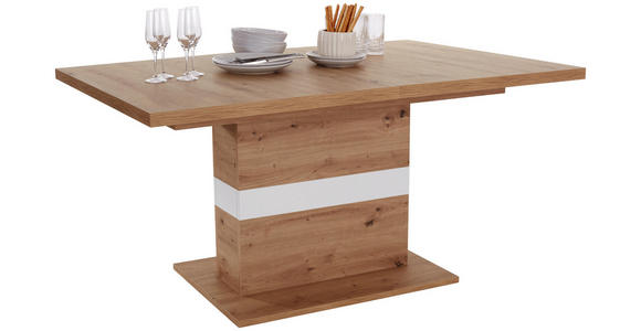 Ausziehtisch Kashmir 160 Az - Eichefarben/Weiß, MODERN, Holzwerkstoff (160/76/90cm) - James Wood